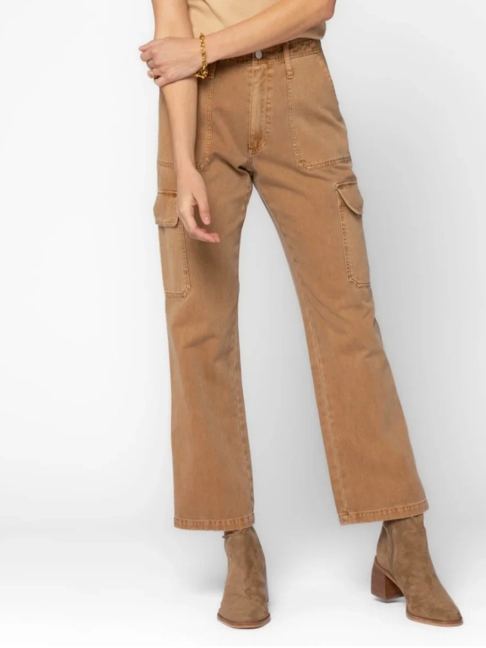 Velvet Heart Bradley Cargo Cotton Tan Straight-Leg  Pants